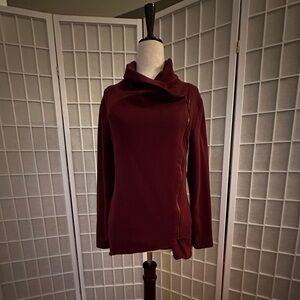 Wine-colored Wrap Jacket with Zipper
